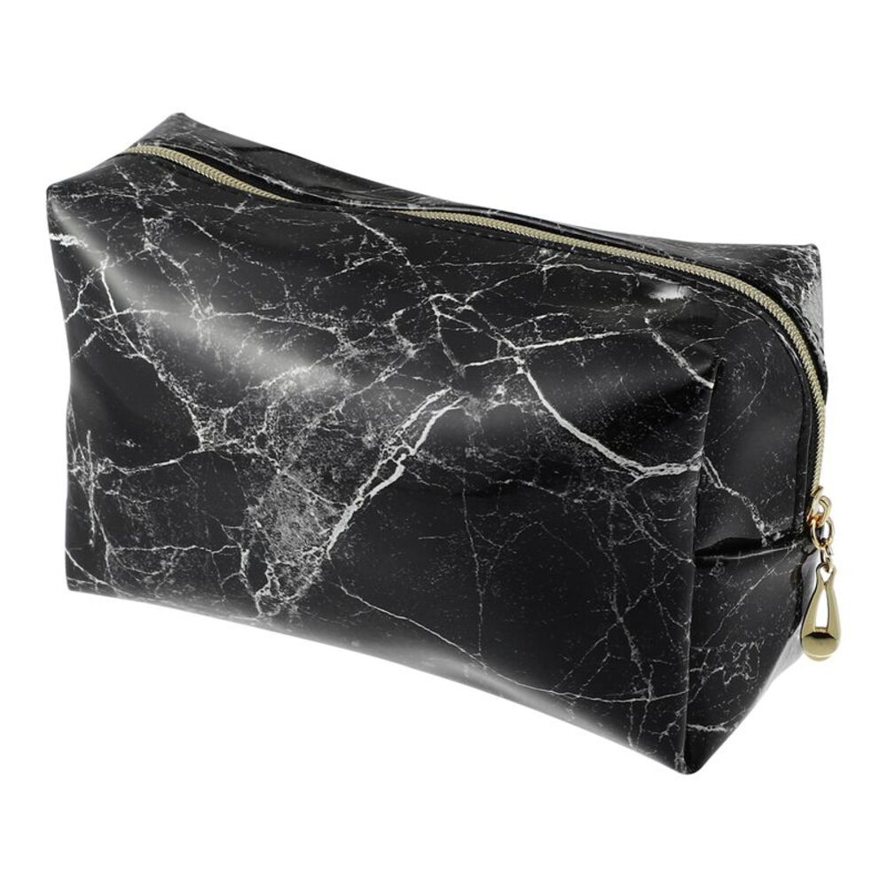 1 Pcs Travel Waterproof PU Leather Makeup Bag S Size Black